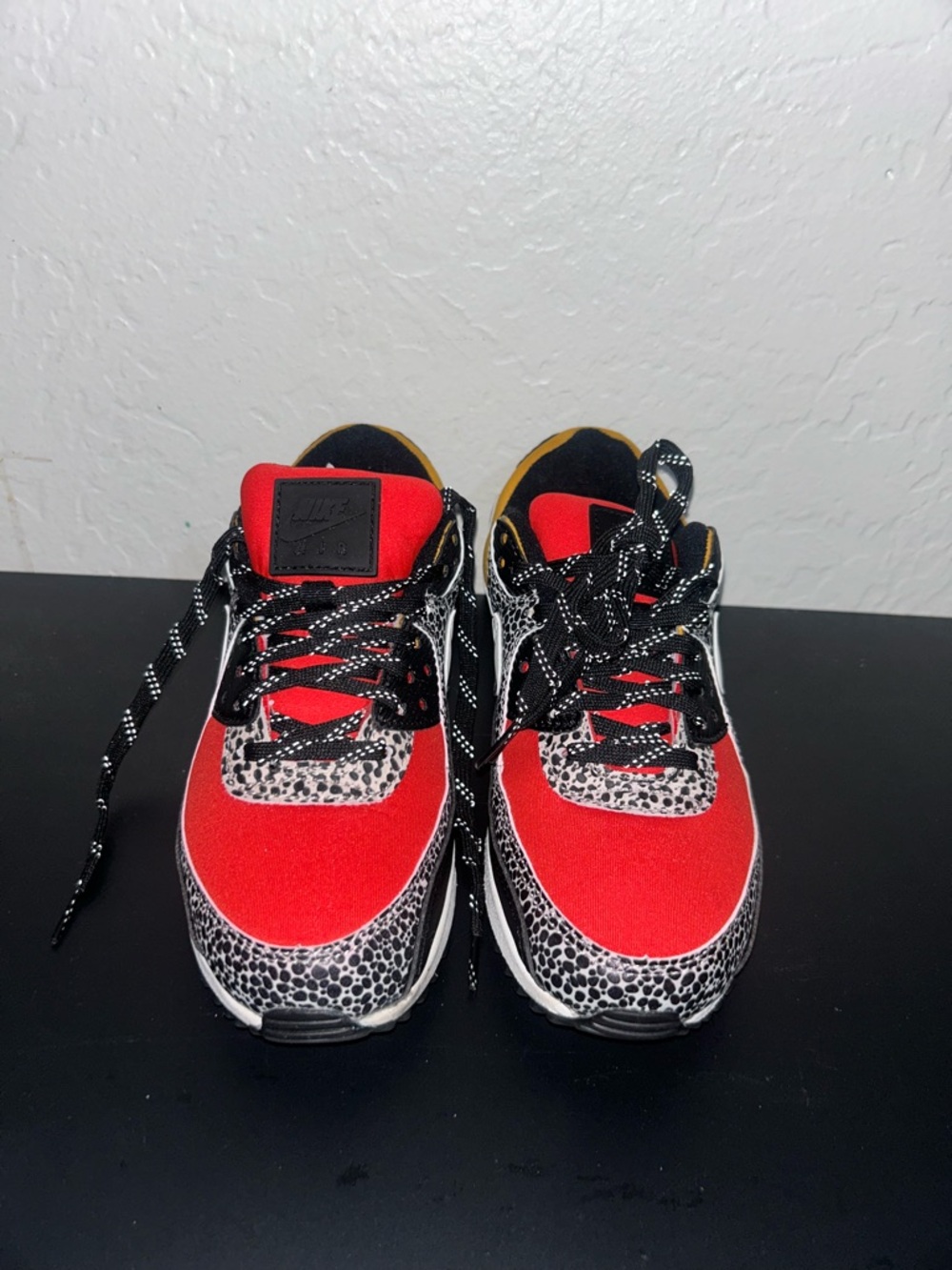Nike Red, Black & White Patterned Athletic Sneakers